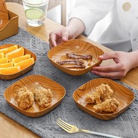 Usine en gros simple grain de bois os broche plat ensemble maison commerciale après-midi thé assiette de fruits noix collation assiette en plastique