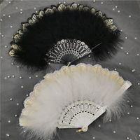 Éventail pliant en plumes Lolita, style japonais, doux, féerique, gothique sombre, pour la danse de cour, avec pendentif, cadeau, décoration de mariage et de fête