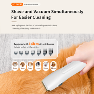 Tondeuse à poils pour animaux de compagnie en gros avec aspiration, faible bruit, kit de toilettage pour chats et chiens avec 5 outils de toilettage - Product Image 4