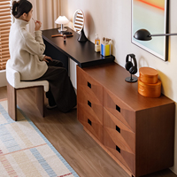 Coiffeuse en bois massif de style Mid-Century, simple et moderne, pour chambre à coucher, avec tiroirs d'angle extensibles, style bois