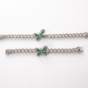 नई आगमन लाइट लक्जरी फैशन मिश्र धातु राइनस्टोन तितली एलेट हाइप गोल्ड सिल्वर प्लेटेड क्यूबन लिंक - Product Image 4