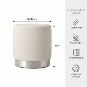 Modern Round Fabric Upholstered Ottoman <strong>Pouffe</strong> with Gold Base for Living Room Sofas and Bedroom Sets Luxury - Product Image 6