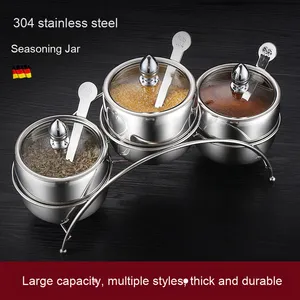 Yolecen Ustensiles de <span class=keywords><strong>cuisine</strong></span> Style européen en acier inoxydable 304 Ensemble de trois pièces Pot d'assaisonnement Bouteille Boîte à condiments pour solide - Product Image 3