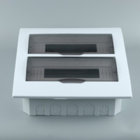 Boîtier de distribution double rangée à 12 modules, avec double couvercle transparent visible, coffret de disjoncteurs MCB en plastique