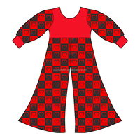 Combinaison longue à manches longues en soie de lait pour filles de style Valentine Yiying, motif cœur, combinaison une pièce, tissu doux et respirant