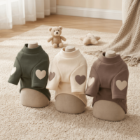 Sweat à capuche pour animaux de compagnie en polaire respirant et lavable, brodé cœur, chaud, pour petits chiots, automne-hiver, en velours, pour chiens et chats
