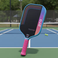 Raket Pickleball Serat Karbon Kustom 16mm Disetujui USAPA Inti Tiga Lapis Densitas Tinggi Desain Tanpa Tepi Tahan Lama Ramah Lingkungan