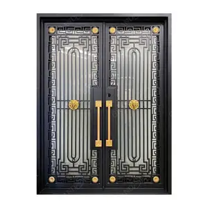 アメリカンラグジュアリーレトロクラシックキャストゴールデンデコレーションエントリーメインダブルフロント錬鉄製ドアハウス用