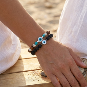 Bracelets en <span class=keywords><strong>pierre</strong></span> <span class=keywords><strong>de</strong></span> <span class=keywords><strong>lave</strong></span> Resoul Evil Eye, perles en pierres précieuses naturelles, perles en bois, amulette, bracelet <span class=keywords><strong>de</strong></span> couple pour homme et femme, bijoux tendance - Product Image 3