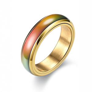 Dropshipping Products Wholesale Best Quality Fashion Jewelry Modern Metal <strong>Crafts</strong> Thermochromic Rotating Stainless Steel <strong>Rings</strong> - Product Image 4