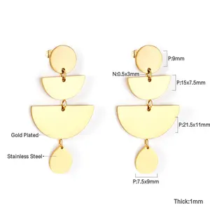 Perhiasan India Anting Stainless Steel Wanita, Anting-Anting Stainless Steel Bentuk Bundar Setengah Lingkaran Berlebihan