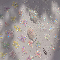 5D Fünfblättrige Blumen Nagelkunst-Aufkleber Gelee-Blüten Nagelsticker Slider Rosa Silber Blumen Nagelaufkleber für Maniküre