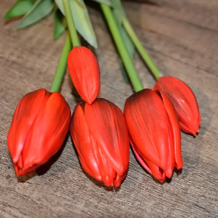 Chất Lượng Cao Nhân Tạo Hoa Cổ Điển Tulip Bunch Cho Trang Trí Đám Cưới, Trang Trí Sự Kiện Và Trang Trí Nhà