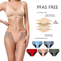 Braguitas Menstruales Shanhao OEM para Mujer, Libres de PFAS, Alta Elasticidad, 4 Capas Absorbentes, Cintura Baja, Ropa Interior Menstrual de Alto Rendimiento a Base de Materiales Biológicos