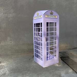 आधुनिक लोहे के लंदन टेलीफोन बूथ शादी की सजावट कृत्रिम फूलों के साथ गुलाबी रंग-नया आगमन - Product Image 5