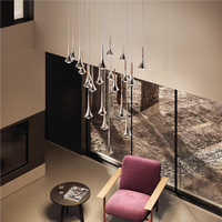 Lampes suspendues en cristal en alliage d'aluminium LED rectangulaires réglables en hauteur, petites, noires, décoratives pour la maison, hôtel de luxe moderne QINGYANG