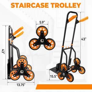 सीढ़ी पर्वतारोही हाथ ट्रक भारी-ड्यूटी ट्रक डोली फोल्डेबल ट्रॉली सीढ़ी पर्वतारोही गाड़ी 12.2*11.6 नाक प्लेट और 6 पहियों के साथ - Product Image 6