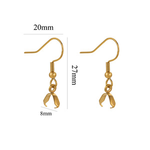 Wholesale 18K Gold Plated Pendant Melon Seeds Clasp Stainless Steel Ear Wire <b>Earring</b> <b>Hooks</b> 0.7*21mm Jewelry Making Diy Findings - Product Image 2