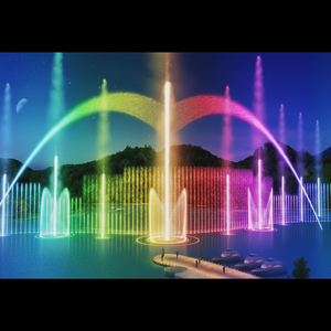 Fontaine musicale moderne d'extérieur avec spectacle de lumière LED, fontaine flottante facile à installer, système de fontaine multimédia en acier inoxydable - Product Image 1