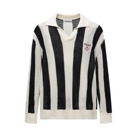 Pull en maille respirant à col en V surdimensionné de style coréen 2025, fermeture à un bouton, tissage en nylon/coton pour l'automne