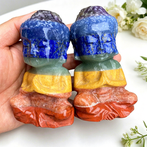 Estatua de Buda Bebé de Cristal Natural de 10 cm con 7 Chakras, Tallada a Mano, Figura de Piedra Reiki Curativa para Meditación y Decoración del Hogar - Product Image 1