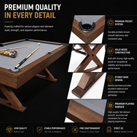 Table de billard en bois massif personnalisable, 3 pièces, table de snooker avec tissu en laine grise, pieds en forme de X, service OEM