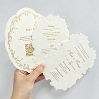 Ensemble de cartes d'invitation de mariage en dentelle gaufrée avec ruban et sceau de cire, invitations de mariage blanches de luxe avec enveloppe