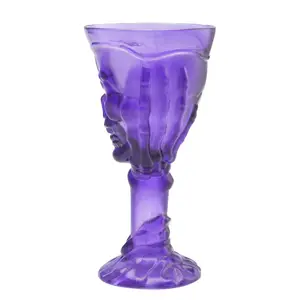 Verre à vin sans pied en plastique violet pour Halloween pour le vin rouge