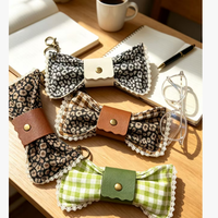 Étui à lunettes mignon avec nœud en dentelle, pochette portable pour lunettes, sac de rangement pour lunettes avec porte-clés, étui à lunettes tendance pour femmes
