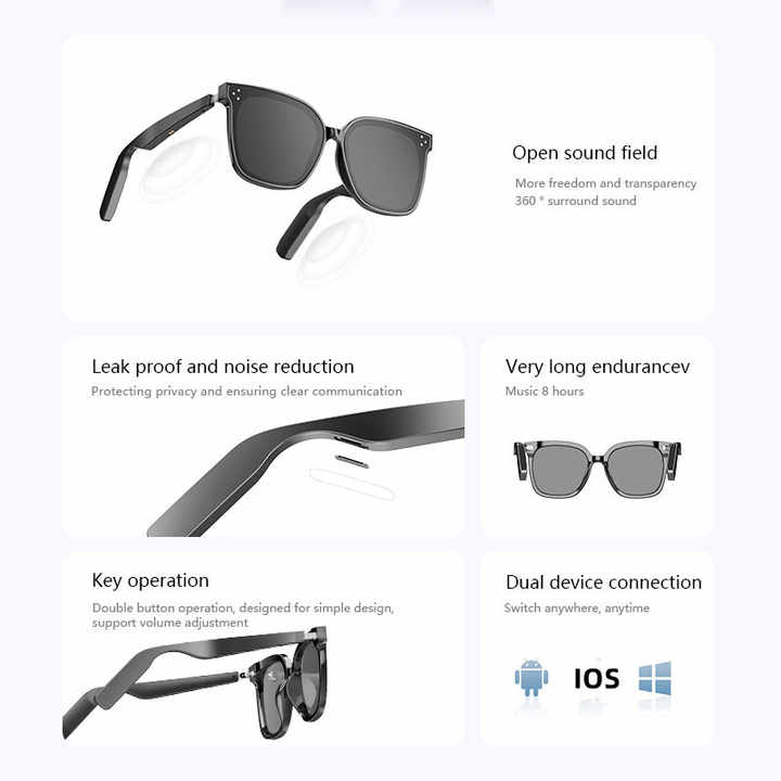 Lentes Con Bluetooth Para Hombre TZLQAYS Smart Glasses, Polarized