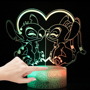 Lampe de <span class=keywords><strong>nuit</strong></span> 3D à <span class=keywords><strong>effet</strong></span> d'illusion avec <span class=keywords><strong>photo</strong></span> personnalisée bicolore, style anime, en ABS, mini lampe de bureau décorative avec base craquelée, <span class=keywords><strong>effet</strong></span> 3D pour la décoration de chambre - Product Image 2
