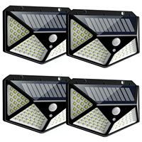 Lampes solaires murales extérieures à 100 LED IP65 avec détecteur de mouvement PIR, piles AAA, pour éclairage décoratif de jardin et de maison, certifiées et à intensité variable