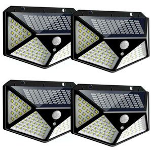 ไฟ LED 100 ดวง IP65 ไฟโซลาร์ติดผนังภายนอกอาคาร พร้อมเซ็นเซอร์ตรวจจับความเคลื่อนไหว PIR สำหรับตกแต่งสวน บ้าน ลานบ้าน กันน้ำ ใช้สำหรับส่องสว่างถนน - Product Image 1