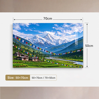 Peinture sur Porcelaine Cristalline 50x70cm, Impression HD, Nouvelle Peinture Artistique Paysage Montagneux de l'Himalaya, Village du Népal, pour Décoration Murale Intérieure