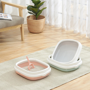 <b>Cat</b> <b>Litter</b> Box Rectangle ABS Plastic Open Type Small Medium Size For Adult <b>Cat</b> - Product Image 1