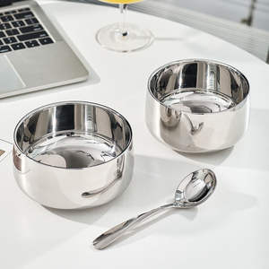 Bol de service en acier inoxydable à double paroi isolé de style coréen traditionnel Design de construction de couvercle inspiré bol de riz coréen - Product Image 1