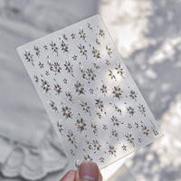 Autocollants pour ongles TSZS populaires en feuille d'or et d'argent, semi-transparents, décorations florales pour ongles, noir et blanc