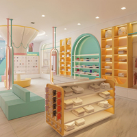 Armoire de présentation de vêtements pour enfants en bois brun sur mesure, finition stratifiée, robuste, durable, mobilier de magasin pour enfants, vitrine moderne