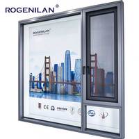 Fenêtre à battant en verre trempé personnalisée Rogenilan, cadre en aluminium noir, rupture de pont thermique