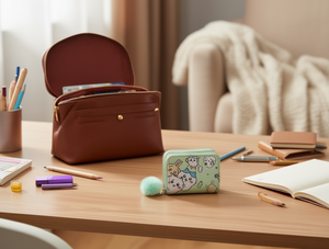 Portafoglio a doppia chiusura con pompon a forma di cartone animato, di piccole dimensioni, con chiusura a cerniera, per uso quotidiano, unisex - Product Image 2