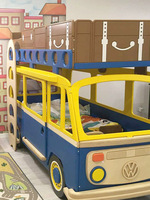 Cama Infantil con Forma de Autobús Vintage, Cama de Madera Maciza con Forma de Coche para Habitación de Niños, Cama Temática Divertida para Dormitorio, Personalización Multifuncional