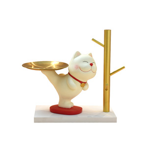 Lucky Cat Storage Tray Resin Cartoon Style Jewelry Organizer Home Decoration Gift - Product Image 5