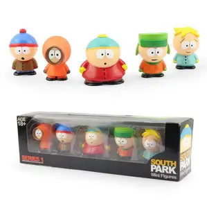Mini figuras South Park para decoração de carros, 5 peças, 5 peças, 5 cm, bolo, topper, cartela, carrinho, carrinho, conjunto
