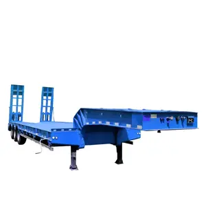 High Quality 3 4 axle Low Bed Truck Trailer 12 Meter 40 Ton to 80ton gooseneck Lowboy Trailer for Sale