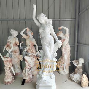 Escultura de figura joven de piedra blanca estatua de diosa de mármol de jardín de dama desnuda sexy - Product Image 1