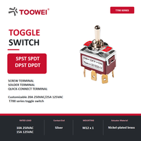 Interrupteur à bascule TOOWEI DPDT ON-OFF-ON à connexion rapide, 6 broches, certifié CE RoHS