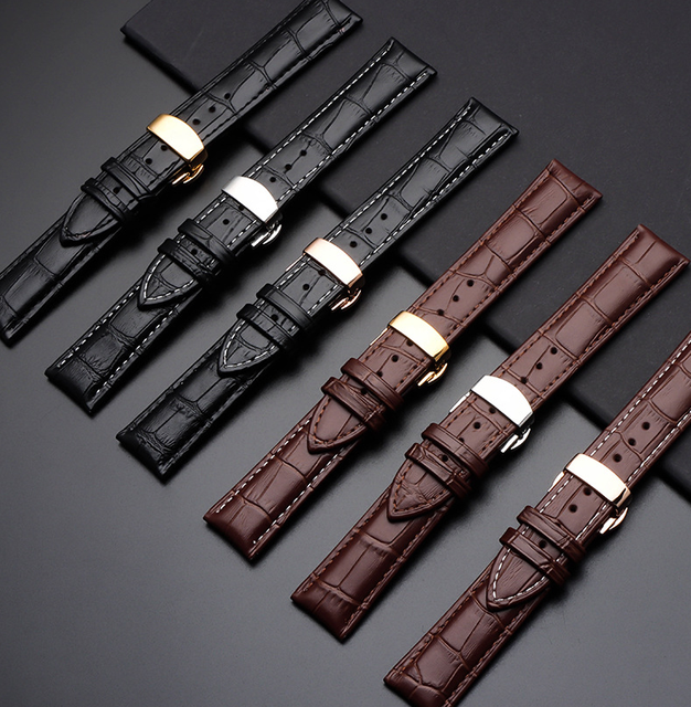 New Design Durable Custom Luxury Handmade Leather Watch Band Stainless Steel Buckle Watch Strap