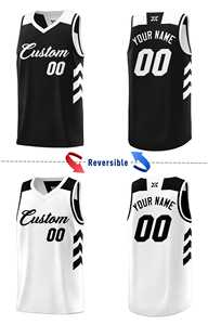 Conjuntos de Camisetas de Baloncesto Personalizadas en Blanco y Negro de Doble Cara para Hombre - Product Image 5