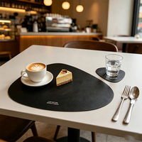 Set de table en cuir PU en forme de larme, résistant à l'eau, antidérapant, résistant à la chaleur, pliable, pour la maison, la cuisine, les fêtes, l'hôtel