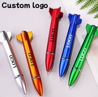 Pulpen Gel Bentuk Roket Pesawat Terbang Kreatif Logo Dapat Disesuaikan, Tampilan Menarik, Plastik 12cm, Pulpen Promosi Tinta Hitam 1.0mm